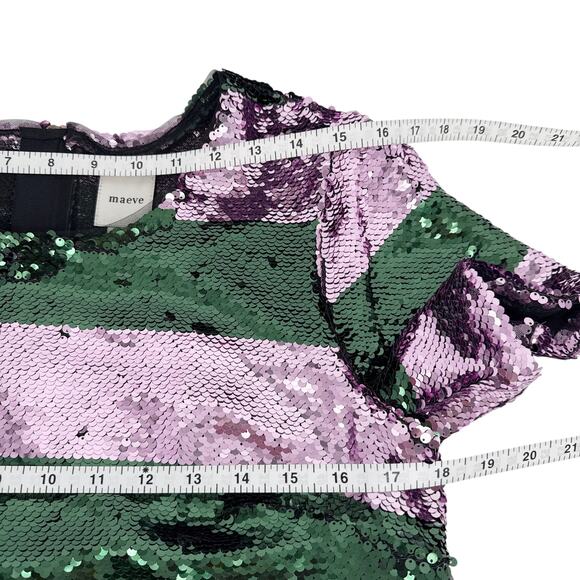 ANTHROPOLOGIE Maeve Short-Sleeve Sequin Striped Top S - Picture 8 of 10